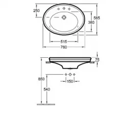 Раковина Villeroy & Boch Amadea 7185LGR1 78х58 белый 7185LGR1