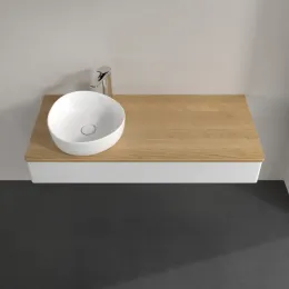 Villeroy & Boch Antao Тумба под раковину, с подсветкой, 1 выдвижной ящик, 1200 x 190 x 500 mm, лицевая поверхность без текстурированной отделки, Glossy White Lacquer / Honey Oak L11051GF