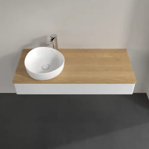 Villeroy & Boch Antao Тумба под раковину, с подсветкой, 1 выдвижной ящик, 1200 x 190 x 500 mm, лицевая поверхность без текстурированной отделки, Glossy White Lacquer / Honey Oak L11051GF