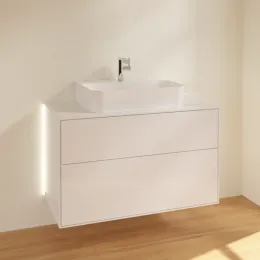 Villeroy & Boch Finion Тумба под раковину, с подсветкой, 2 выдвижных ящика, 1000 x 603 x 501 mm, Glossy White Lacquer G10100GF