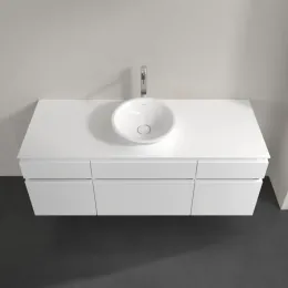 Villeroy & Boch Legato Тумба под раковину, 5 выдвижных ящиков, 1400 x 550 x 500 mm, Glossy White / Glossy White B58600DH