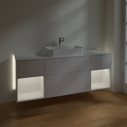 Villeroy & Boch Finion Тумба под раковину, с подсветкой, 4 выдвижных ящика, 1600 x 603 x 501 mm, Glossy White Lacquer / Glossy White Lacquer G331GFGF