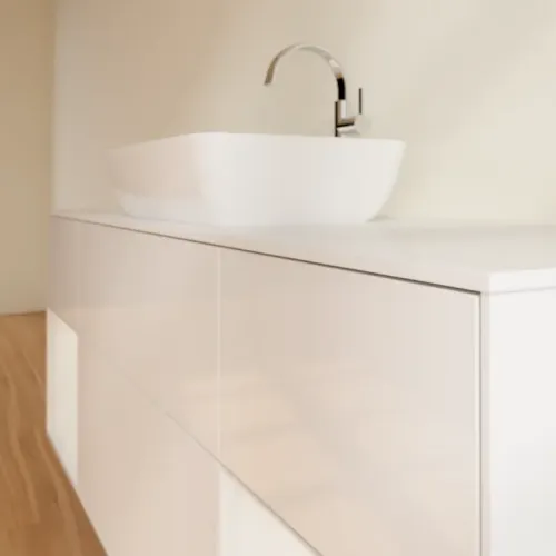 Villeroy & Boch Finion Тумба под раковину, с подсветкой, 4 выдвижных ящика, 1600 x 603 x 501 mm, Glossy White Lacquer / Glossy White Lacquer G861GFGF