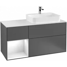 Villeroy & Boch Finion Тумба под раковину, с подсветкой, 3 выдвижных ящика, 1200 x 603 x 501 mm, Midnight Blue Matt Lacquer / Silk Grey Matt Lacquer F391HJHG