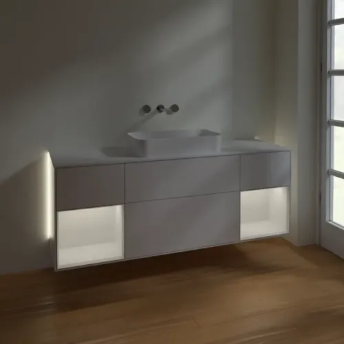 Villeroy & Boch Finion Тумба под раковину, с подсветкой, 4 выдвижных ящика, 1600 x 603 x 501 mm, Glossy White Lacquer / Glossy White Lacquer G741GFGF
