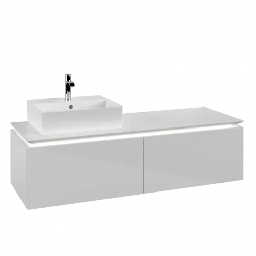 Villeroy & Boch Legato Тумба под раковину, с подсветкой, 2 выдвижных ящика, 1400 x 380 x 500 mm, Glossy White / Glossy White B613L0DH