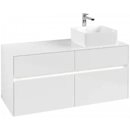 Villeroy & Boch Collaro Тумба под раковину, с подсветкой, 4 выдвижных ящика, 1200 x 548 x 500 mm, Glossy White / Glossy White C043B0DH