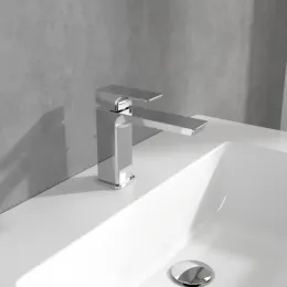 Villeroy & Boch Subway 3.0 Смеситель для раковины однорычажный с комплектом слива со стяжкой, Хром TVW11200200061