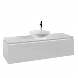 Villeroy & Boch Legato Тумба под раковину, 3 выдвижных ящика, 1400 x 380 x 500 mm, Glossy White / Glossy White B58500DH