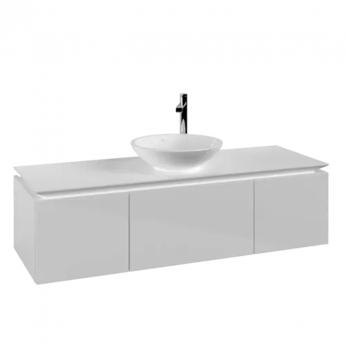 Villeroy & Boch Legato Тумба под раковину, 3 выдвижных ящика, 1400 x 380 x 500 mm, Glossy White / Glossy White B58500DH