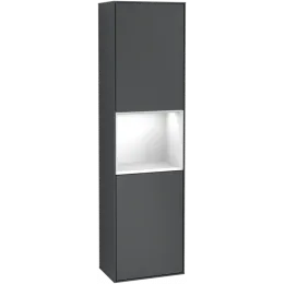 Villeroy & Boch Finion Шкаф-пенал, с подсветкой, 2 двери, 418 x 1516 x 270 mm, Midnight Blue Matt Lacquer / Glossy White Lacquer F460GFHG