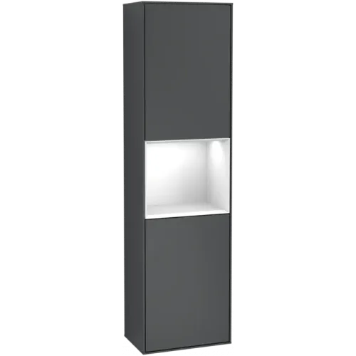 Villeroy & Boch Finion Шкаф-пенал, с подсветкой, 2 двери, 418 x 1516 x 270 mm, Midnight Blue Matt Lacquer / Glossy White Lacquer F460GFHG