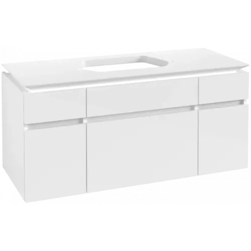 Villeroy & Boch Legato Тумба под раковину, 5 выдвижных ящиков, 1200 x 550 x 500 mm, Glossy White / Glossy White B75800DH