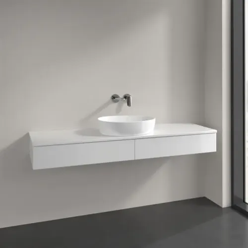 Villeroy & Boch Antao Тумба под раковину, 2 выдвижных ящика, 1600 x 190 x 500 mm, лицевая поверхность без текстурированной отделки, Glossy White Lacquer / Glossy White Lacquer K14010GF