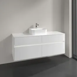 Villeroy & Boch Collaro Тумба под раковину, с подсветкой, 4 выдвижных ящика, 1400 x 548 x 500 mm, Glossy White / Glossy White C100B0DH