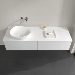 Villeroy & Boch Antao Тумба под раковину, 2 выдвижных ящика, 1600 x 360 x 500 mm, лицевая поверхность без текстурированной отделки, Glossy White Lacquer / Glossy White Lacquer K37010GF