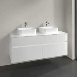 Villeroy & Boch Collaro Тумба под раковину, с подсветкой, 4 выдвижных ящика, 1400 x 548 x 500 mm, Glossy White / Glossy White C103B0DH