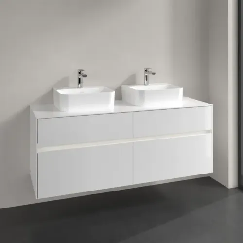 Villeroy & Boch Collaro Тумба под раковину, с подсветкой, 4 выдвижных ящика, 1400 x 548 x 500 mm, Glossy White / Glossy White C103B0DH