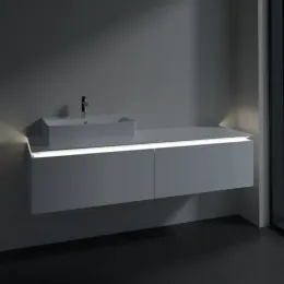 Villeroy & Boch Legato Тумба под раковину, с подсветкой, 2 выдвижных ящика, 1600 x 380 x 500 mm, Glossy White / Glossy White B672L0DH