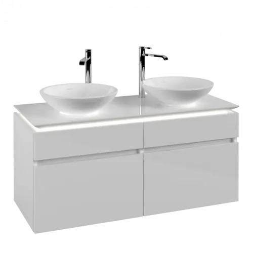 Villeroy & Boch Legato Тумба под раковину, с подсветкой, 4 выдвижных ящика, 1200 x 550 x 500 mm, Glossy White / Glossy White B584L0DH