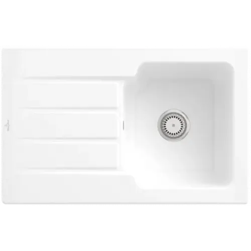 Villeroy & Boch Architectura 45 Мойка, включая Комплект слива с ручным управлением, выкл Керамика, 800 x 510 mm, Альпийский белый CeramicPlus 334001R1