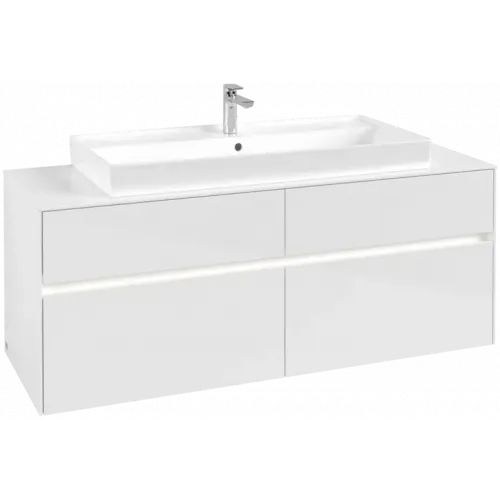Villeroy & Boch Collaro Тумба под раковину, с подсветкой, 4 выдвижных ящика, 1400 x 548 x 500 mm, Glossy White / Glossy White C092B0DH
