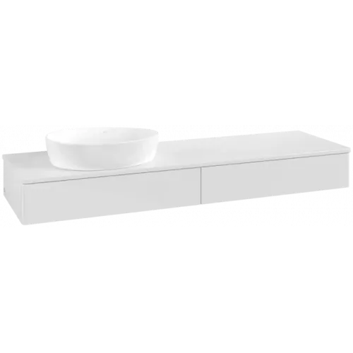 Villeroy & Boch Antao Тумба под раковину, 2 выдвижных ящика, 1600 x 190 x 500 mm, лицевая поверхность без текстурированной отделки, Glossy White Lacquer / Glossy White Lacquer K15010GF