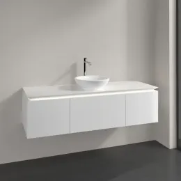Villeroy & Boch Legato Тумба под раковину, с подсветкой, 3 выдвижных ящика, 1400 x 380 x 500 mm, Glossy White / Glossy White B585L0DH