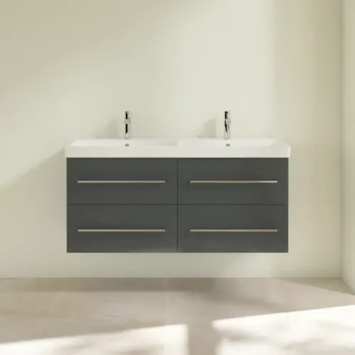 Villeroy & Boch Avento Тумба под раковину, 4 выдвижных ящика, 1180 x 514 x 484 mm, Стекло серое A89300B1