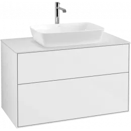 Villeroy & Boch Finion Тумба под раковину, с подсветкой, 2 выдвижных ящика, 1000 x 603 x 501 mm, Glossy White Lacquer G76100GF