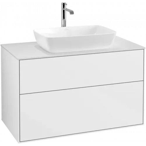 Villeroy & Boch Finion Тумба под раковину, с подсветкой, 2 выдвижных ящика, 1000 x 603 x 501 mm, Glossy White Lacquer G76100GF