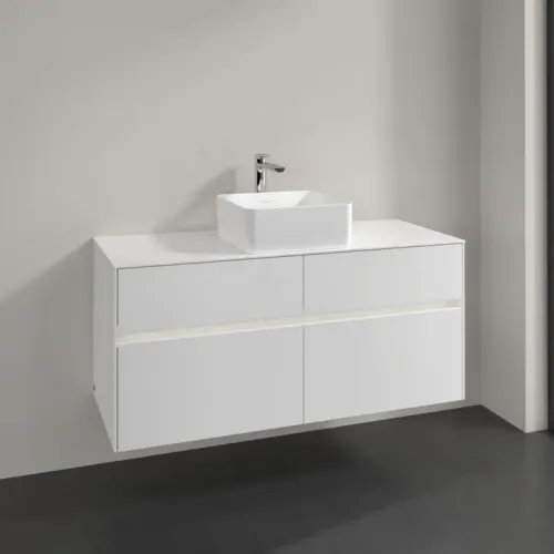 Villeroy & Boch Collaro Тумба под раковину, с подсветкой, 4 выдвижных ящика, 1200 x 548 x 500 mm, Glossy White / Glossy White C041B0DH