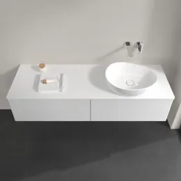 Villeroy & Boch Antao Тумба под раковину, с подсветкой, 2 выдвижных ящика, 1600 x 360 x 500 mm, лицевая поверхность без текстурированной отделки, Glossy White Lacquer / Glossy White Lacquer L38010GF