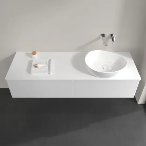 Villeroy & Boch Antao Тумба под раковину, с подсветкой, 2 выдвижных ящика, 1600 x 360 x 500 mm, лицевая поверхность без текстурированной отделки, Glossy White Lacquer / Glossy White Lacquer L38010GF