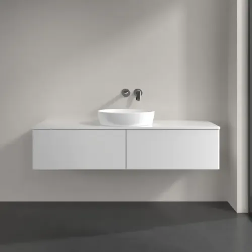 Villeroy & Boch Antao Тумба под раковину, с подсветкой, 2 выдвижных ящика, 1600 x 360 x 500 mm, лицевая поверхность без текстурированной отделки, Glossy White Lacquer / Glossy White Lacquer L36010GF