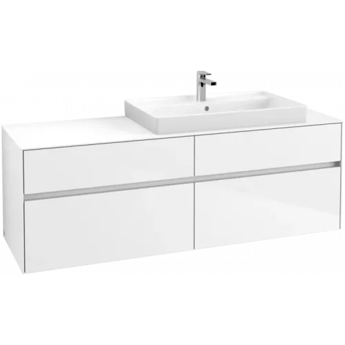 Villeroy & Boch Collaro Тумба под раковину, с подсветкой, 4 выдвижных ящика, 1600 x 548 x 500 mm, Glossy White / Glossy White C027B0DH