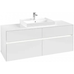 Villeroy & Boch Collaro Тумба под раковину, с подсветкой, 4 выдвижных ящика, 1400 x 548 x 500 mm, Glossy White / Glossy White C084B0DH