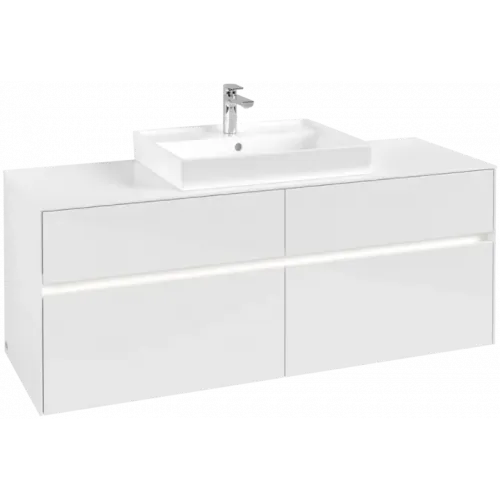 Villeroy & Boch Collaro Тумба под раковину, с подсветкой, 4 выдвижных ящика, 1400 x 548 x 500 mm, Glossy White / Glossy White C084B0DH