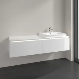 Villeroy & Boch Legato Тумба под раковину, с подсветкой, 2 выдвижных ящика, 1600 x 380 x 500 mm, Glossy White / Glossy White B690L0DH