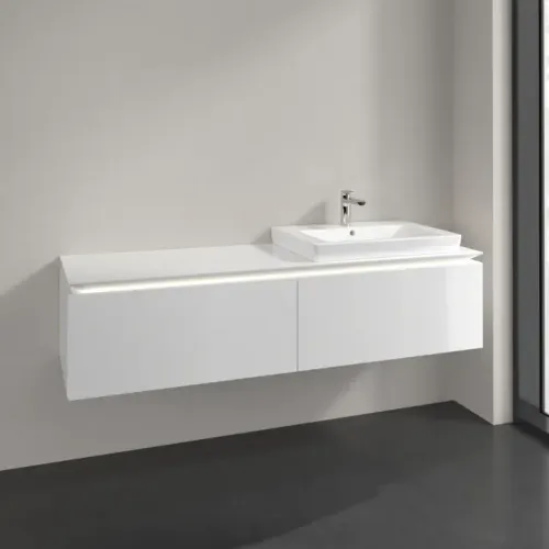 Villeroy & Boch Legato Тумба под раковину, с подсветкой, 2 выдвижных ящика, 1600 x 380 x 500 mm, Glossy White / Glossy White B690L0DH