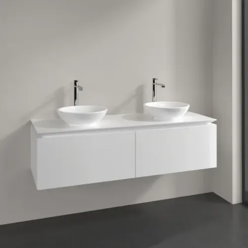Villeroy & Boch Legato Тумба под раковину, 2 выдвижных ящика, 1400 x 380 x 500 mm, Glossy White / Glossy White B59100DH