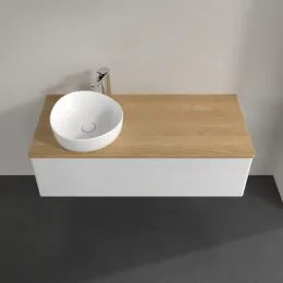 Villeroy & Boch Antao Тумба под раковину, 2 выдвижных ящика, 1200 x 360 x 500 mm, лицевая поверхность без текстурированной отделки, Glossy White Lacquer / Honey Oak K22051GF