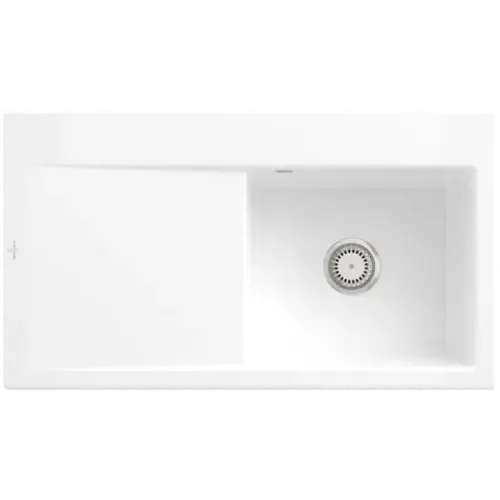 Villeroy & Boch Subway Style 50 Мойка, включая Комплект слива с ручным управлением, выкл Керамика, 900 x 510 mm, Альпийский белый CeramicPlus 335101R1