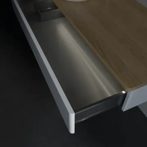 Villeroy & Boch Antao Тумба под раковину, с подсветкой, 1 выдвижной ящик, 1200 x 190 x 500 mm, лицевая поверхность без текстурированной отделки, Glossy White Lacquer / Honey Oak L11051GF