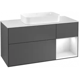 Villeroy & Boch Finion Тумба под раковину, с подсветкой, 3 выдвижных ящика, 1200 x 603 x 501 mm, Silk Grey Matt Lacquer / Silk Grey Matt Lacquer G301HJHJ