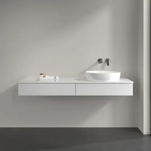 Villeroy & Boch Antao Тумба под раковину, 2 выдвижных ящика, 1600 x 190 x 500 mm, лицевая поверхность без текстурированной отделки, Glossy White Lacquer / Glossy White Lacquer K16010GF