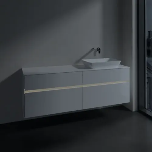 Villeroy & Boch Collaro Тумба под раковину, с подсветкой, 4 выдвижных ящика, 1600 x 548 x 500 mm, Glossy White / Glossy White C122B0DH