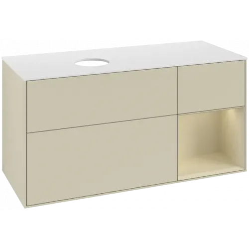 Villeroy & Boch Finion Тумба под раковину, с подсветкой, 3 выдвижных ящика, 1200 x 603 x 501 mm, Silk Grey Matt Lacquer / Silk Grey Matt Lacquer FA51HJHJ