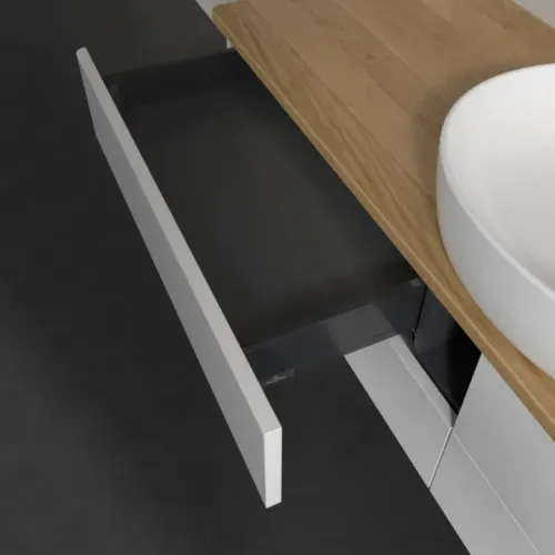 Villeroy & Boch Antao Тумба под раковину, с подсветкой, 4 выдвижных ящика, 1600 x 360 x 500 mm, лицевая поверхность без текстурированной отделки, Glossy White Lacquer / Honey Oak L25051GF