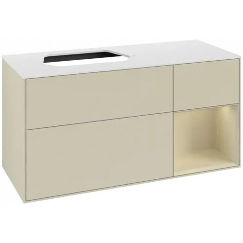 Villeroy & Boch Finion Тумба под раковину, с подсветкой, 3 выдвижных ящика, 1200 x 603 x 501 mm, Silk Grey Matt Lacquer / Silk Grey Matt Lacquer F401HJHJ